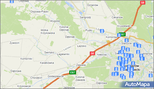 mapa Łazisko gmina Tomaszów Mazowiecki, Łazisko gmina Tomaszów Mazowiecki na mapie Targeo