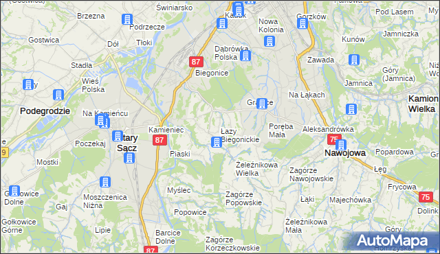 mapa Łazy Biegonickie, Łazy Biegonickie na mapie Targeo