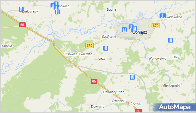 mapa Łazy gmina Goniądz, Łazy gmina Goniądz na mapie Targeo