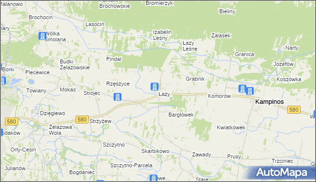 mapa Łazy gmina Kampinos, Łazy gmina Kampinos na mapie Targeo