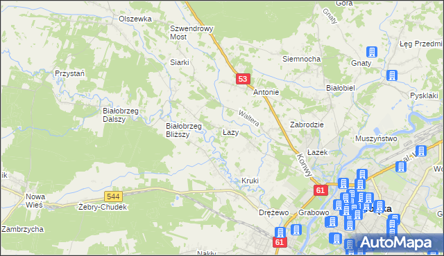 mapa Łazy gmina Olszewo-Borki, Łazy gmina Olszewo-Borki na mapie Targeo