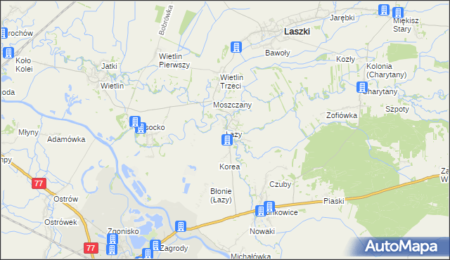 mapa Łazy gmina Radymno, Łazy gmina Radymno na mapie Targeo