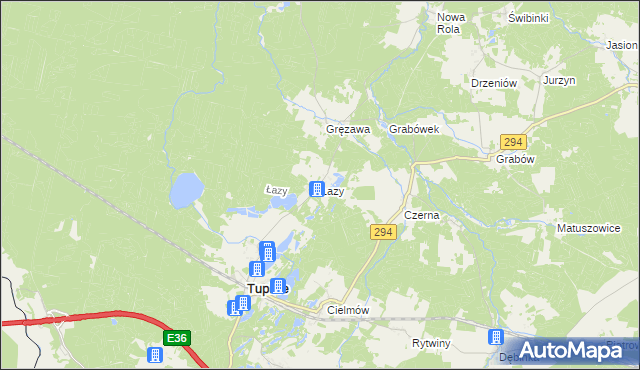 mapa Łazy gmina Tuplice, Łazy gmina Tuplice na mapie Targeo