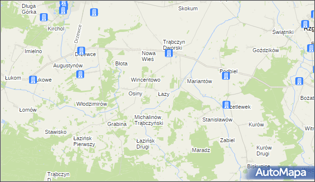 mapa Łazy gmina Zagórów, Łazy gmina Zagórów na mapie Targeo