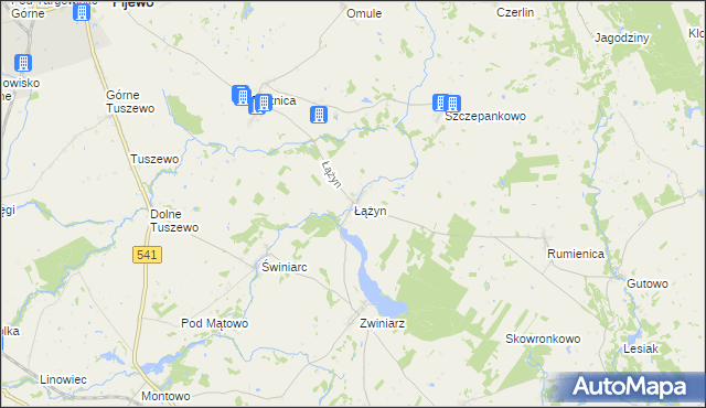 mapa Łążyn gmina Lubawa, Łążyn gmina Lubawa na mapie Targeo