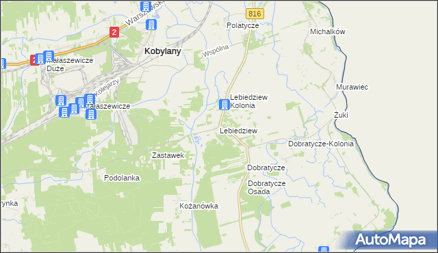 mapa Lebiedziew, Lebiedziew na mapie Targeo