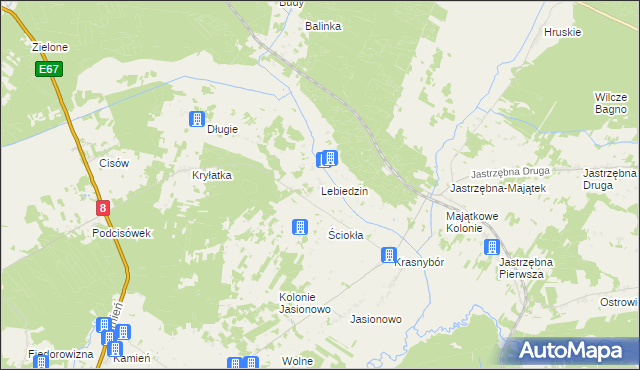 mapa Lebiedzin gmina Sztabin, Lebiedzin gmina Sztabin na mapie Targeo