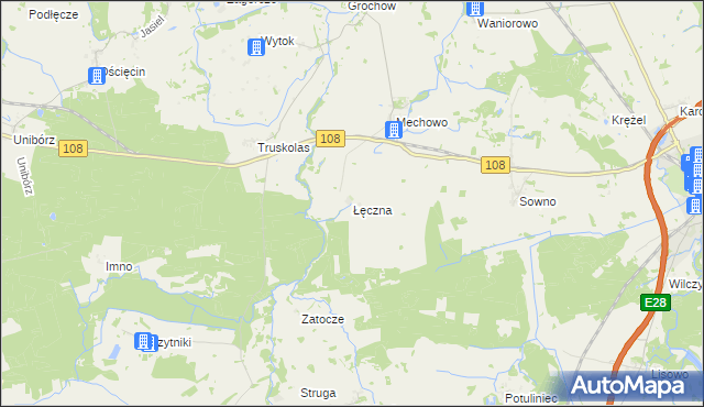 mapa Łęczna gmina Płoty, Łęczna gmina Płoty na mapie Targeo