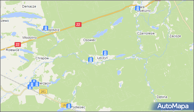 mapa Łęczyn gmina Dobiegniew, Łęczyn gmina Dobiegniew na mapie Targeo