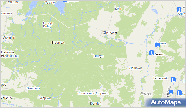 mapa Łęczyn gmina Łęczyce, Łęczyn gmina Łęczyce na mapie Targeo