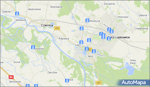 mapa Łęg gmina Jelcz-Laskowice, Łęg gmina Jelcz-Laskowice na mapie Targeo