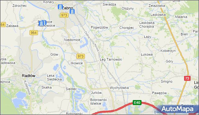 mapa Łęg Tarnowski, Łęg Tarnowski na mapie Targeo