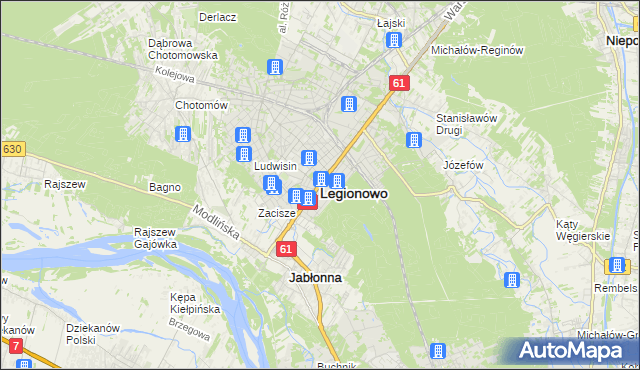 mapa Legionowo, Legionowo na mapie Targeo