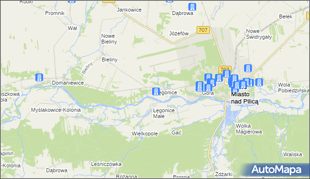 mapa Łęgonice, Łęgonice na mapie Targeo