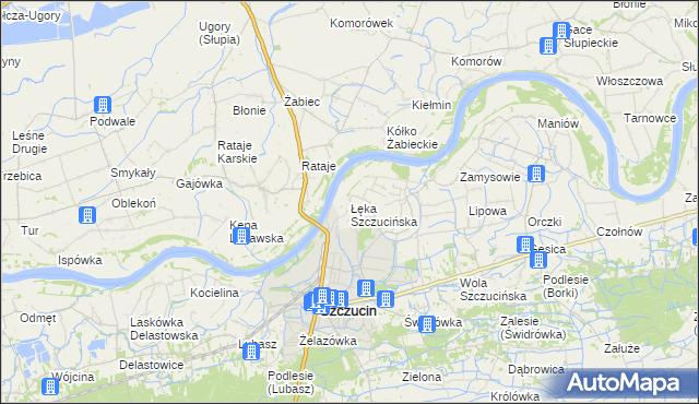 mapa Łęka Szczucińska, Łęka Szczucińska na mapie Targeo