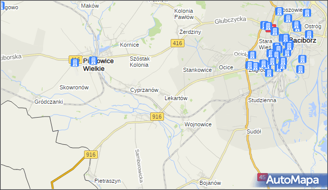 mapa Lekartów, Lekartów na mapie Targeo