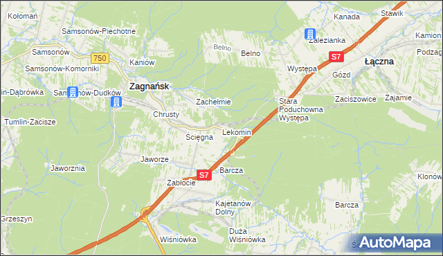 mapa Lekomin, Lekomin na mapie Targeo