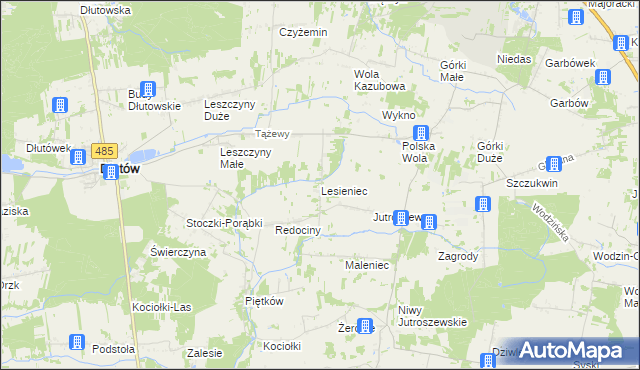 mapa Lesieniec gmina Dłutów, Lesieniec gmina Dłutów na mapie Targeo