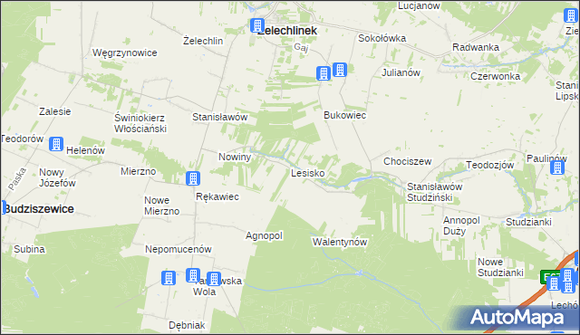 mapa Lesisko gmina Żelechlinek, Lesisko gmina Żelechlinek na mapie Targeo