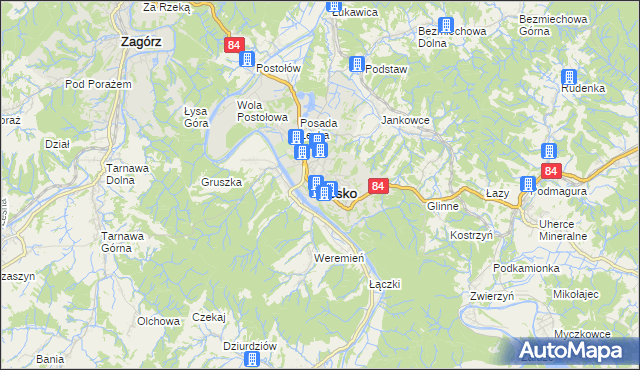 mapa Lesko, Lesko na mapie Targeo