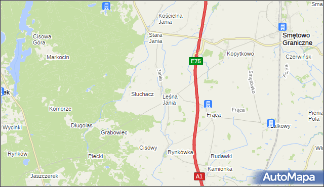 mapa Leśna Jania, Leśna Jania na mapie Targeo