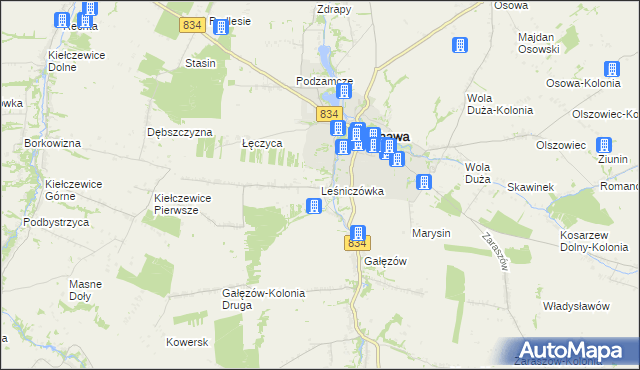 mapa Leśniczówka gmina Bychawa, Leśniczówka gmina Bychawa na mapie Targeo