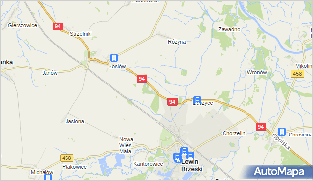 mapa Leśniczówka gmina Lewin Brzeski, Leśniczówka gmina Lewin Brzeski na mapie Targeo