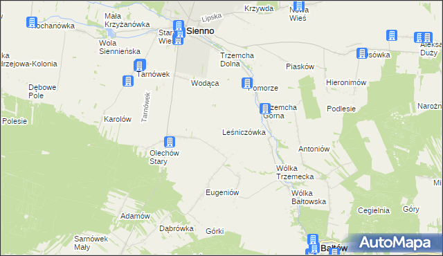 mapa Leśniczówka gmina Sienno, Leśniczówka gmina Sienno na mapie Targeo