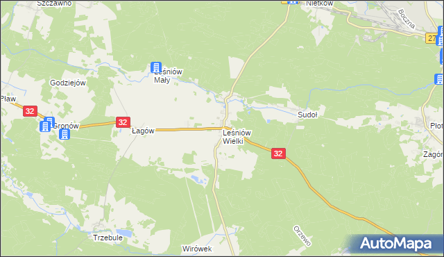 mapa Leśniów Wielki, Leśniów Wielki na mapie Targeo