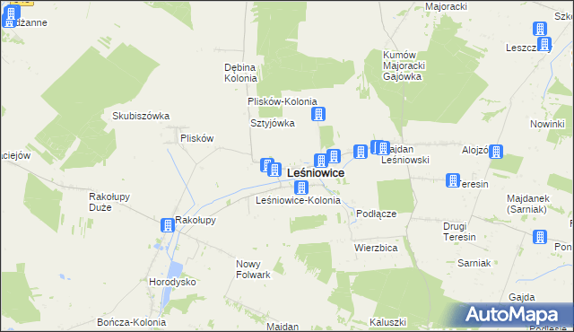 mapa Leśniowice, Leśniowice na mapie Targeo