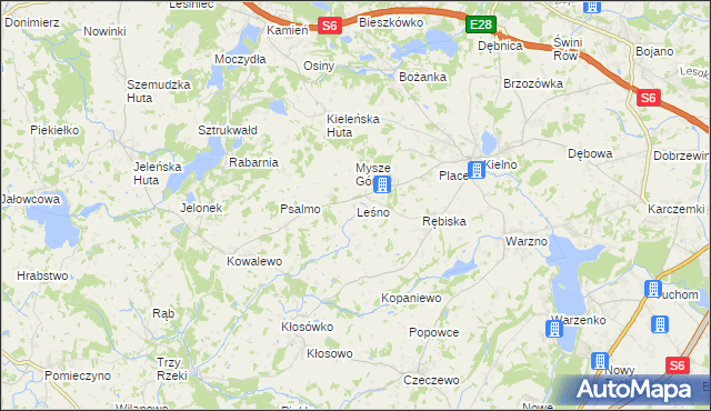 mapa Leśno gmina Szemud, Leśno gmina Szemud na mapie Targeo