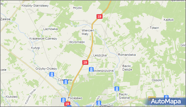 mapa Leszczka, Leszczka na mapie Targeo