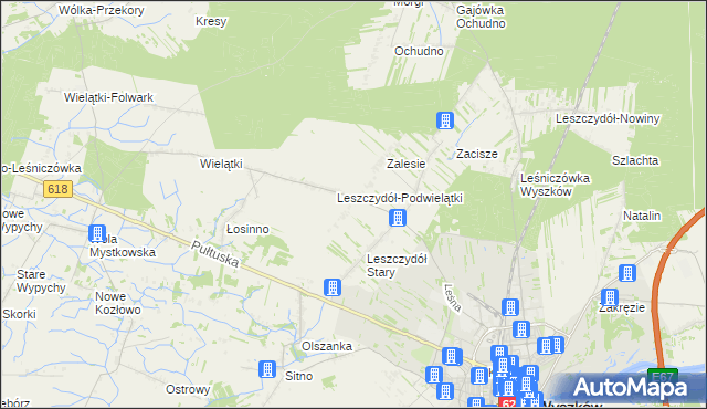 mapa Leszczydół-Działki, Leszczydół-Działki na mapie Targeo