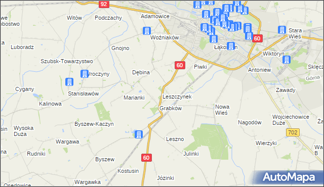 mapa Leszczynek, Leszczynek na mapie Targeo