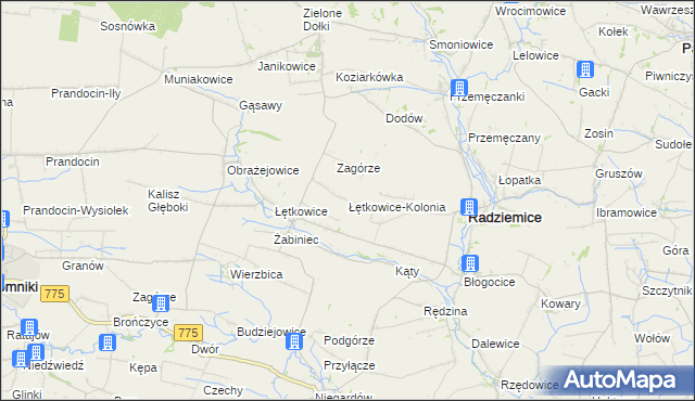 mapa Łętkowice-Kolonia, Łętkowice-Kolonia na mapie Targeo