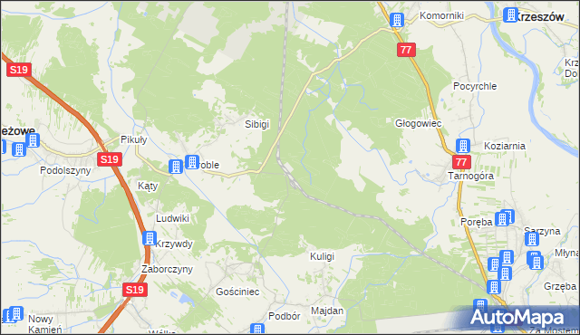 mapa Łętownia gmina Jeżowe, Łętownia gmina Jeżowe na mapie Targeo