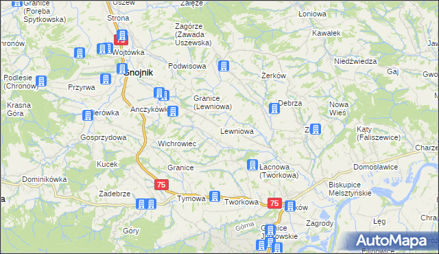 mapa Lewniowa, Lewniowa na mapie Targeo