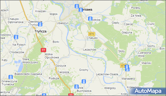 mapa Leżachów, Leżachów na mapie Targeo