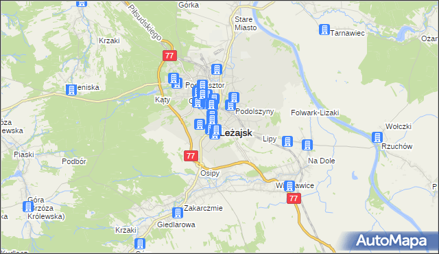 mapa Leżajsk, Leżajsk na mapie Targeo