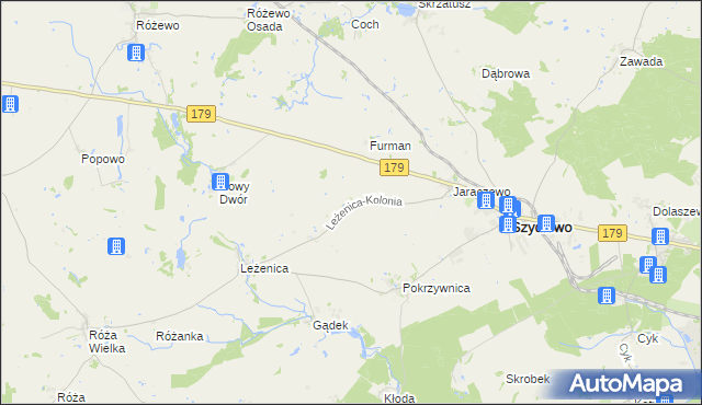 mapa Leżenica-Kolonia, Leżenica-Kolonia na mapie Targeo