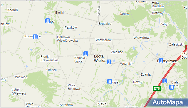 mapa Lgota Wielka powiat radomszczański, Lgota Wielka powiat radomszczański na mapie Targeo