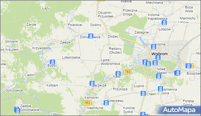 mapa Lgota Wolbromska, Lgota Wolbromska na mapie Targeo