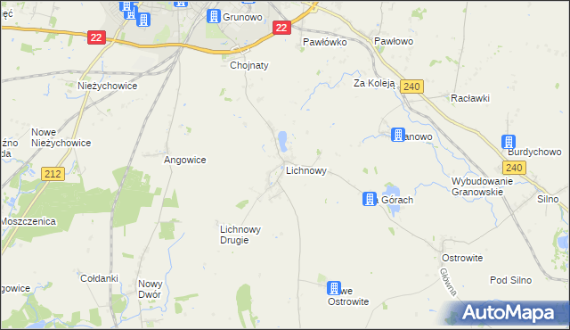 mapa Lichnowy gmina Chojnice, Lichnowy gmina Chojnice na mapie Targeo
