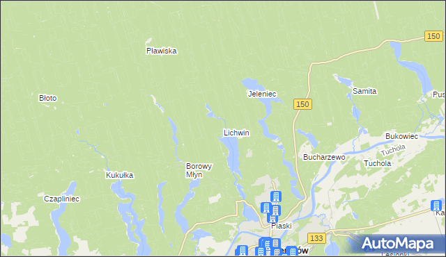 mapa Lichwin gmina Sieraków, Lichwin gmina Sieraków na mapie Targeo