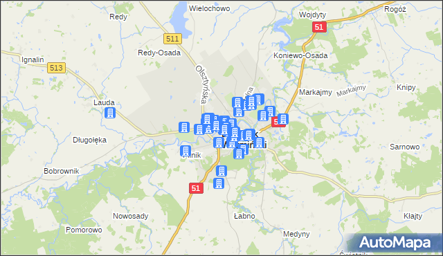 mapa Lidzbark Warmiński, Lidzbark Warmiński na mapie Targeo