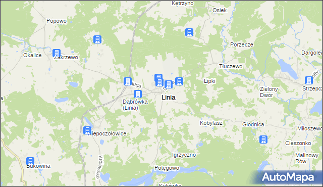 mapa Linia powiat wejherowski, Linia powiat wejherowski na mapie Targeo