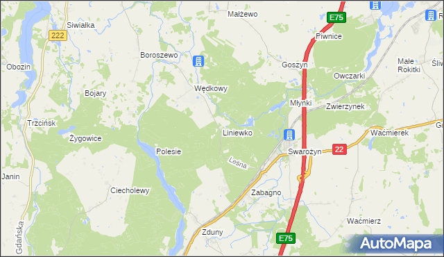 mapa Liniewko, Liniewko na mapie Targeo