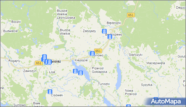 mapa Linowo gmina Dubeninki, Linowo gmina Dubeninki na mapie Targeo