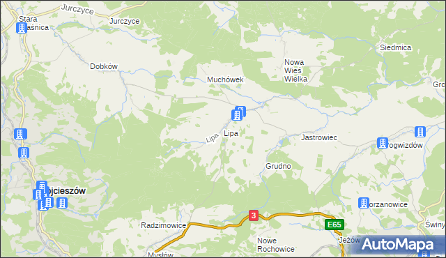 mapa Lipa gmina Bolków, Lipa gmina Bolków na mapie Targeo