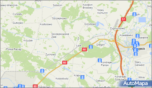 mapa Lipa gmina Raciąż, Lipa gmina Raciąż na mapie Targeo